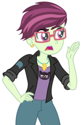 Size: 2700x4112 | Tagged: safe, artist:razethebeast, katie catley, equestria girls, equestria girls series, g4, road trippin, clothes, female, glasses, hand on hip, katrina hadley, open mouth, pants, simple background, solo, talking, transparent background, vector