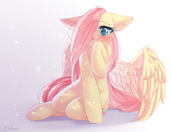 Size: 2600x2000 | Tagged: safe, artist:jun1313, fluttershy, pegasus, pony, g4, blushing, cute, female, floppy ears, high res, mare, shyabetes, solo