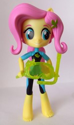 Size: 1081x1815 | Tagged: safe, artist:whatthehell!?, fluttershy, fish, equestria girls, g4, my little pony equestria girls: better together, barefoot, beach, clothes, doll, equestria girls minis, feet, fluttershy's wetsuit, irl, photo, ponied up, snorkel, swimsuit, toy, wetsuit