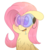 Size: 2000x2100 | Tagged: safe, artist:fluffyxai, fluttershy, pegasus, pony, g4, bust, chest fluff, dazed, drool, female, fetish, fluffy, high res, hypnogear, hypnoshy, hypnosis, hypnotized, kaa eyes, open mouth, simple background, smiling, solo, tech control, visor