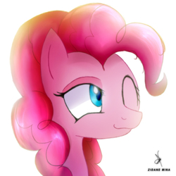 Size: 720x720 | Tagged: safe, artist:zidanemina, pinkie pie, earth pony, pony, g4, female, mane, one eye closed, pink, simple background, smiling, solo, white background