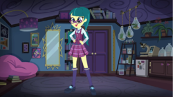 Size: 950x534 | Tagged: safe, artist:syfyman2xxx, juniper montage, spike, spike the regular dog, dog, equestria girls, g4, clothes, crystal prep academy uniform, picture frame, school uniform, sci-twi's room