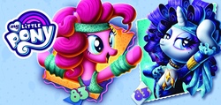 Size: 1259x597 | Tagged: safe, pinkie pie, rarity, g4, official, '83, 1983, 80s, my little pony logo
