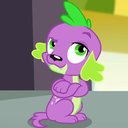 Size: 720x720 | Tagged: safe, edit, edited screencap, editor:slayerbvc, screencap, spike, dog, equestria girls, g4, my little pony equestria girls: rainbow rocks, accessory-less edit, cropped, crossed arms, crossed legs, male, missing accessory, solo, spike the dog