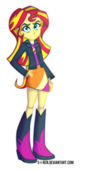 Size: 500x1000 | Tagged: safe, artist:s-i-ren, sunset shimmer, equestria girls, g4, boots, clothes, female, high heel boots, jacket, leather jacket, shoes, simple background, skirt, solo, transparent background