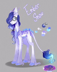 Size: 1356x1710 | Tagged: safe, artist:iheyyasyfox, oc, oc only, oc:ember snow, dracony, hybrid, female, glasses, interspecies offspring, offspring, parent:rarity, parent:spike, parents:sparity, reference sheet, solo