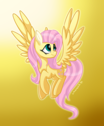 Size: 5000x6000 | Tagged: safe, artist:lavenderheartsmlp, fluttershy, pegasus, pony, g4, absurd resolution, female, gradient background, looking away, looking up, mare, smiling, solo, spread wings, turned head, wings