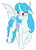 Size: 497x686 | Tagged: safe, artist:mythpony, oc, oc only, changedling, changeling, albino changeling, blue changeling, changedling oc, changeling oc, female, freckles, simple background, solo, white background, white changeling