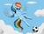 Size: 1280x1011 | Tagged: safe, artist:sugarwings-art, rainbow dash, pegasus, pony, g4, cloud, female, football, mare, sky, solo, sports