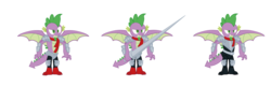 Size: 1500x480 | Tagged: safe, artist:secret titan, spike, dragon, g4, .svg available, adult, adult spike, armor, beard, clothes, facial hair, guardians of harmony, knight spike, male, older, older spike, scarf, simple background, solo, spear, spread wings, svg, toy, transparent background, vector, weapon, winged spike, wings