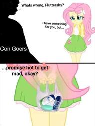 Size: 1242x1638 | Tagged: safe, fluttershy, equestria girls, g4, bag, comic, convention, deodorant, needs more jpeg, shampoo, soap
