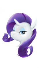 Size: 561x1010 | Tagged: safe, artist:lowelf, rarity, pony, unicorn, g4, bust, female, lidded eyes, looking at you, mare, simple background, smiling, solo, white background
