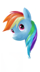 Size: 561x1010 | Tagged: safe, artist:lowelf, rainbow dash, pony, g4, bust, female, looking at you, mare, simple background, smiling, solo, white background