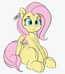 Size: 3574x4065 | Tagged: safe, artist:pabbley, fluttershy, pegasus, pony, g4, female, mare, plushie, plushification, price tag, simple background, sitting, solo, white background