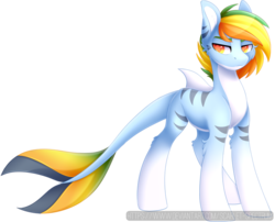 Size: 867x701 | Tagged: safe, artist:scarlet-spectrum, oc, oc only, oc:mikleo, merpony, art trade, digital art, male, signature, simple background, solo, stallion, standing, transparent background