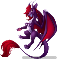 Size: 813x836 | Tagged: safe, artist:scarlet-spectrum, oc, oc only, oc:scarlet spectrum, dragon, claws, digital art, female, lineless, red hair, red mane, red tail, signature, simple background, solo, transparent background