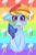 Size: 1681x2533 | Tagged: safe, artist:dashiekawaii145, rainbow dash, pegasus, pony, g4, :p, adorkable, blushing, bust, chest fluff, cute, cutie mark, cutie mark background, dork, female, floppy ears, fluffy, looking at you, silly, solo, tongue out