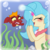 Size: 1260x1260 | Tagged: safe, artist:ipandacakes, garble, princess skystar, puffer fish, seapony (g4), g4, my little pony: the movie, bubble, cute, eyes closed, female, fins, male, ocean, open mouth, seaweed, smiling, species swap, underwater, water