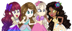 Size: 1508x656 | Tagged: safe, artist:gihhbloonde, oc, oc only, oc:geovana blonde, equestria girls, g4, clothes, dress, simple background, transparent background