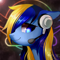 Size: 1024x1024 | Tagged: safe, artist:rikadiane, oc, oc only, pony, bust, female, headphones, mare, portrait, solo