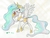 Size: 4800x3600 | Tagged: safe, artist:michiito, princess celestia, alicorn, pony, g4, cake, cakelestia, crown, female, food, jewelry, looking at you, mare, regalia, solo, traditional art