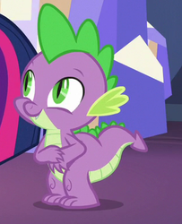 Size: 316x390 | Tagged: safe, screencap, spike, twilight sparkle, alicorn, dragon, pony, a royal problem, g4, season 7, claws, cropped, male, offscreen character, smiling, tail, twilight sparkle (alicorn)