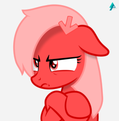 Size: 2063x2089 | Tagged: safe, artist:arifproject, oc, oc only, oc:downvote, pony, derpibooru, g4, angry, crossed hooves, derpibooru ponified, frown, high res, meta, ponified, simple background, solo, transparent background, vector