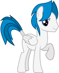 Size: 698x859 | Tagged: safe, artist:frownfactory, oc, oc only, oc:stratagem, pegasus, pony, .svg available, male, raised hoof, simple background, solo, stallion, svg, tail wrap, transparent background, vector, wings