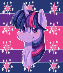 Size: 2950x3400 | Tagged: safe, artist:dashiekawaii145, twilight sparkle, alicorn, pony, g4, cutie mark background, female, high res, mare, smiling, solo, twilight sparkle (alicorn)