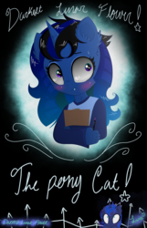 Size: 2250x3500 | Tagged: safe, artist:darkest-lunar-flower, princess luna, oc, oc:darkest lunar flower, cat, hybrid, pony, unicorn, g4, high res