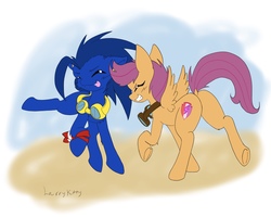 Size: 4999x3996 | Tagged: safe, artist:steelsoul, scootaloo, pony, g4, butt, crossover, cute, cutie mark, dancing, dock, female, filly, goggles, male, plot, ponified, shipping, silly, silly pony, sonic the hedgehog, sonic the hedgehog (series), sonicloo, the cmc's cutie marks, tongue out