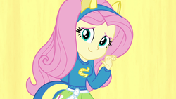 Size: 1920x1080 | Tagged: safe, screencap, fluttershy, equestria girls, g4, my little pony equestria girls, beautiful, clothes, cute, female, jumper, pony ears, sexy, shyabetes, solo, sweater, waving