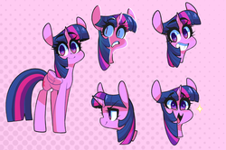 Size: 2911x1928 | Tagged: safe, artist:sourspot, twilight sparkle, alicorn, pony, g4, bust, expressions, female, looking at you, mare, multeity, open mouth, portrait, profile, solo, twilight sparkle (alicorn)