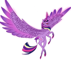 Size: 1024x866 | Tagged: safe, artist:doghallelujah, twilight sparkle, alicorn, classical unicorn, pony, unicorn, g4, cloven hooves, female, horn, leonine tail, magic, mare, simple background, solo, tail feathers, transparent background, twilight sparkle (alicorn)