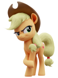 Size: 2794x3689 | Tagged: safe, alternate version, artist:therealdjthed, applejack, earth pony, pony, g4, 3d, 3d model, blender, blender cycles, cycles render, female, grin, high res, mare, model:djthed, patreon, patreon logo, simple background, smiling, solo, transparent background