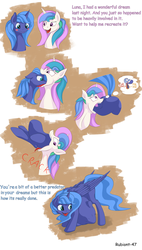 Size: 4000x7050 | Tagged: safe, artist:rubiont, princess celestia, princess luna, alicorn, pony, g4, art-jam, blush sticker, blushing, comic, fail, female, fetish, lunapred, oral vore, predator, preylestia, princess vorestia, reality ensues, s1 luna, same size vore, simple background, vore, younger