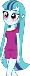 Size: 854x2108 | Tagged: safe, artist:mkovic, edit, edited edit, editor:slayerbvc, sonata dusk, equestria girls, g4, my little pony equestria girls: rainbow rocks, alternate hairstyle, blushing, clothes, cute, female, loose hair, off shoulder, pajamas, simple background, solo, transparent background, vector