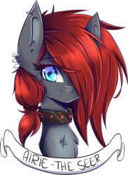 Size: 701x957 | Tagged: safe, artist:chaospuschel, oc, oc only, earth pony, pony, bust, collar, portrait, simple background, solo, transparent background