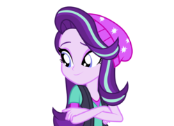 Size: 3840x2799 | Tagged: safe, artist:sadlamb, starlight glimmer, equestria girls, equestria girls specials, g4, my little pony equestria girls: mirror magic, beanie, clothes, crossed arms, female, hat, high res, shirt, simple background, smiling, solo, transparent background, vector, vest