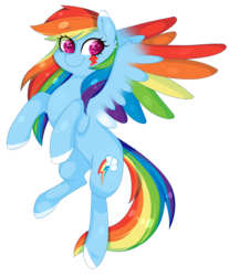 Size: 3313x4000 | Tagged: safe, artist:oniiponii, rainbow dash, pegasus, pony, g4, alternate design, alternate universe, female, looking at you, mare, simple background, smiling, solo, transparent background