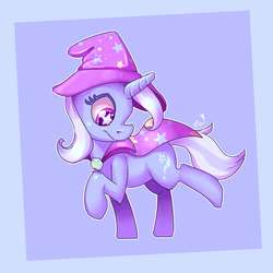 Size: 2400x2400 | Tagged: safe, artist:passigcamel, artist:sinso2913, trixie, pony, unicorn, g4, cape, clothes, female, hat, high res, mare, redraw, solo, starry eyes, trixie's cape, trixie's hat, wingding eyes