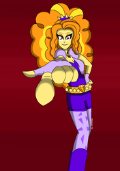 Size: 1406x2000 | Tagged: safe, artist:crazautiz, adagio dazzle, equestria girls, g4, my little pony equestria girls: rainbow rocks, breasts, cleavage, clothes, female, fingerless gloves, gem, gloves, looking at you, simple background, siren gem, smiling, solo