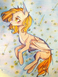 Size: 1200x1600 | Tagged: safe, oc, oc only, oc:fire glow, bat pony, pony, solo, tongue out, traditional art