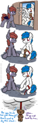 Size: 1250x4000 | Tagged: safe, artist:moemneop, oc, oc only, oc:kami, oc:lukida, bat pony, dog, pegasus, pony, cloud, cloud house, comic, didn't think this through, falling through clouds, female, leash, lukami, male, mare, simple background, stallion, transparent background, unamused
