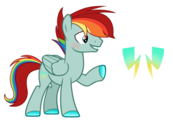 Size: 2448x1744 | Tagged: safe, artist:rainbows-skies, oc, oc only, oc:lightning color, pegasus, pony, male, offspring, parent:flash magnus, parent:rainbow dash, parents:dashmagnus, simple background, solo, stallion, transparent background