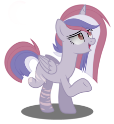Size: 1696x1840 | Tagged: safe, artist:nightmarye, oc, oc only, oc:celestia glimmer, alicorn, pony, amputee, female, magical lesbian spawn, mare, my little pony: love is everything, next generation, offspring, parent:tempest shadow, parent:twilight sparkle, simple background, solo, transparent background