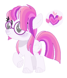 Size: 264x308 | Tagged: safe, artist:6-fingers-lover, oc, oc only, oc:love cloud, pegasus, pony, female, filly, glasses, magical lesbian spawn, offspring, parent:rainbow dash, parent:twilight sparkle, parents:twidash, raised hoof, simple background, solo, transparent background