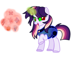 Size: 821x671 | Tagged: dead source, safe, artist:rainbows-skies, oc, oc only, oc:celestial moon, pony, unicorn, dark magic, elements of harmony, female, magic, magical lesbian spawn, mare, offspring, parent:rainbow dash, parent:twilight sparkle, parents:twidash, possessed, simple background, solo, sombra eyes, transparent background