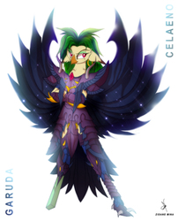 Size: 1164x1440 | Tagged: safe, artist:zidanemina, captain celaeno, g4, my little pony: the movie, anime crossover, armor, female, garuda, garuda surplice, saint seiya, solo, surplice