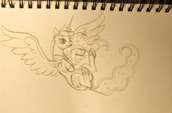 Size: 4547x2988 | Tagged: safe, artist:poofiemus, princess luna, alicorn, pony, g4, female, pencil drawing, solo, traditional art